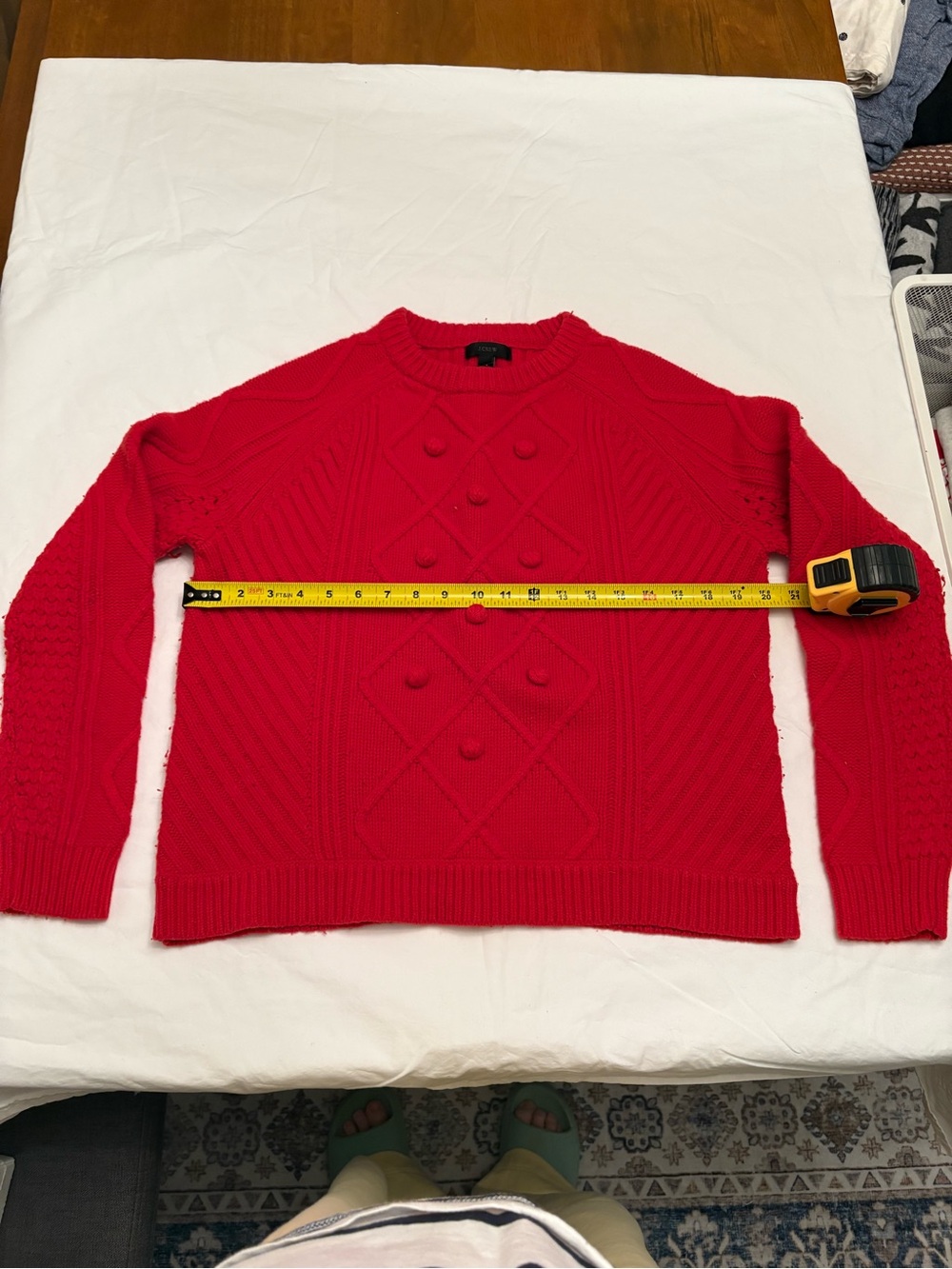 Women’s Red Textured Crewneck Sweater